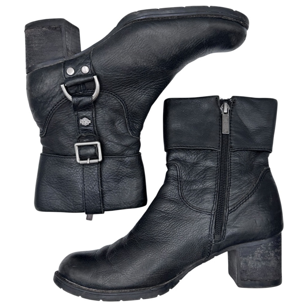 Harley-Davidson Women’s Black Leather Moto Boots - Size 6.5